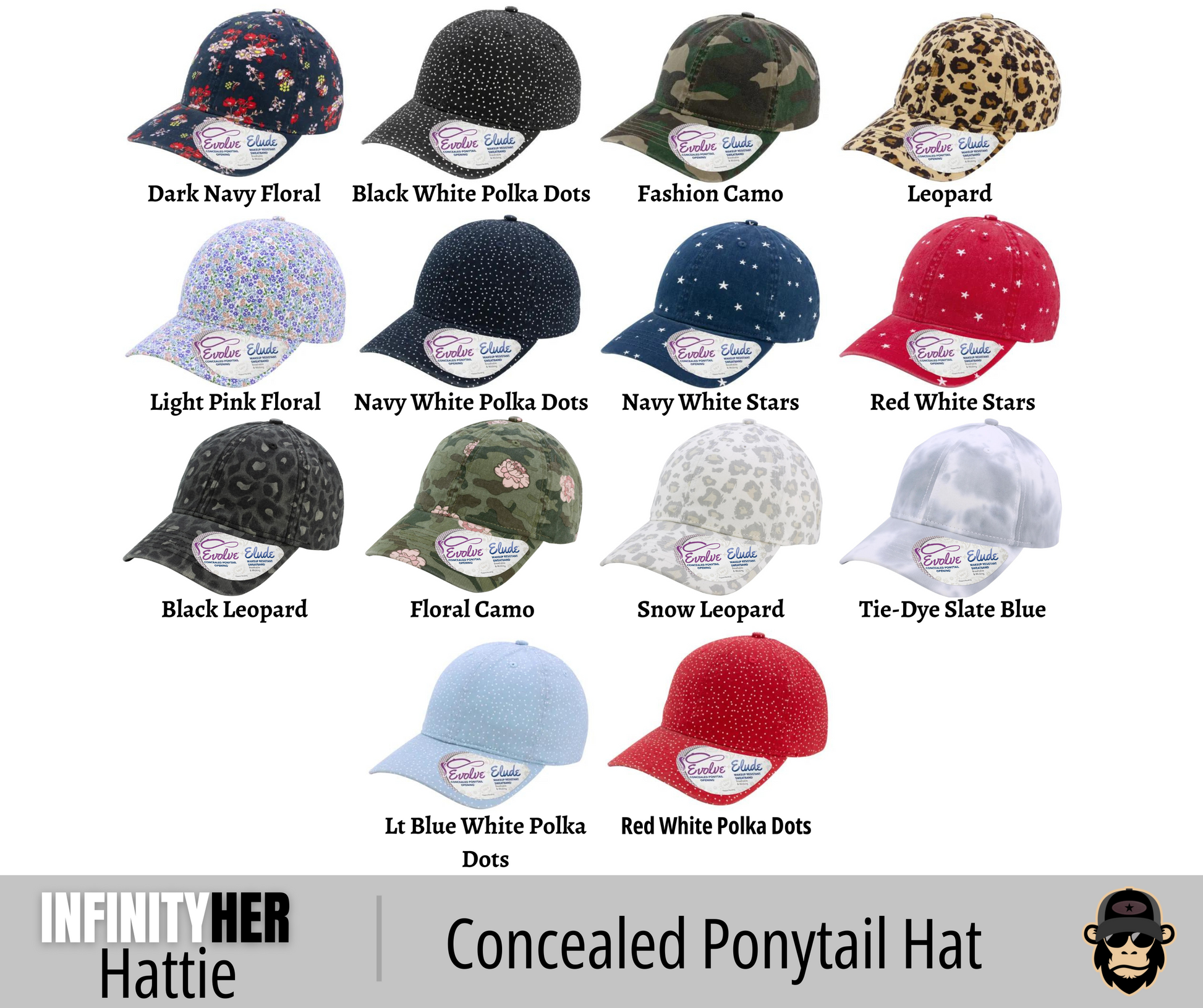 a group of hats with different colors and designs