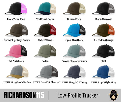 Richardson 115 Low-Profile Trucker Hat + Custom Patch - The Leather Patch Hat Co.