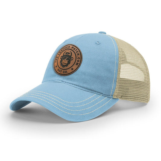 Richardson 111 Garment Washed Trucker + Custom Patch - The Leather Patch Hat Co.