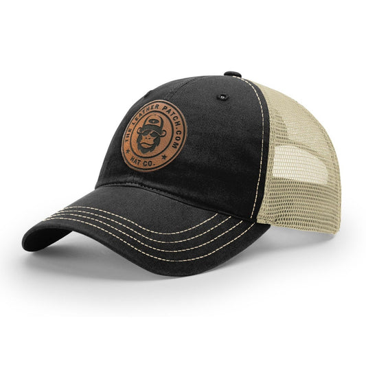 Richardson 111 Garment Washed Trucker + Custom Patch - The Leather Patch Hat Co.